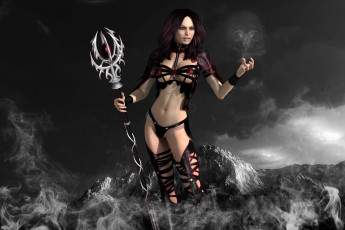 Картинка 3д графика fantasy фантазия посох девушка магия