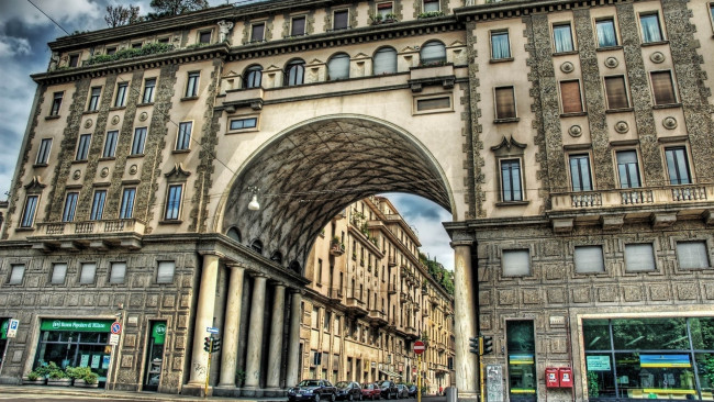 Обои картинки фото apartment, города, здания, дома, арка, здание, milan, italy