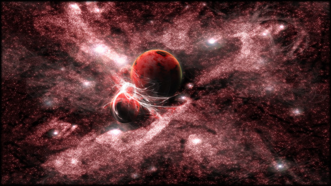 Обои картинки фото космос, арт, туманность, планеты, звезды