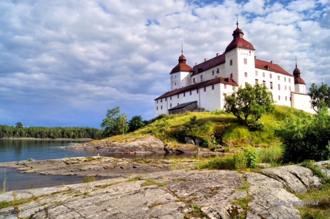 Обои картинки фото города, дворцы, замки, крепости, замок, облака, река