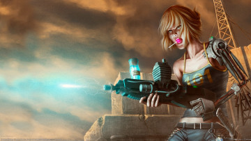 Картинка daniel oldenburg фэнтези роботы киборги механизмы девушка оружие леденец киборг