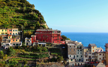 Картинка manarola италия города амальфийское лигурийское побережье дома море горы