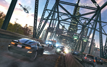 Картинка watch dogs видео игры автомобили авария мост