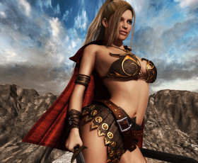 Картинка 3д+графика амазонки+ amazon фон девушка взгляд
