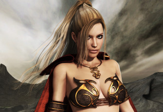 Картинка 3д+графика амазонки+ amazon взгляд девушка фон