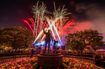 Картинка города диснейленд фейерверк ночь парк
