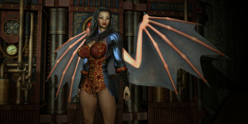 Картинка 3д+графика существа+ creatures девушка взгляд фон демон крылья