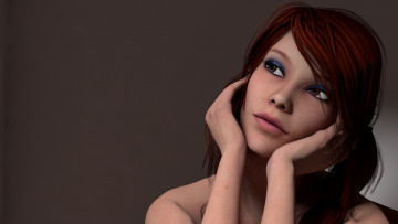 Картинка 3д+графика портрет+ portraits взгляд фон девушка