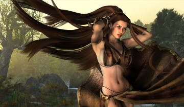 Картинка 3д+графика люди+ people девушка взгляд фон волосы