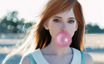 Картинка рисованное люди волосы взгляд шарик девушка