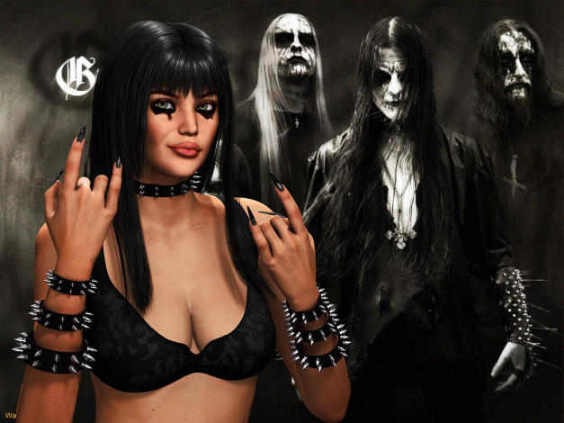 Обои картинки фото 3д графика, фантазия , fantasy, взгляд, девушка, фон, жест, зомби