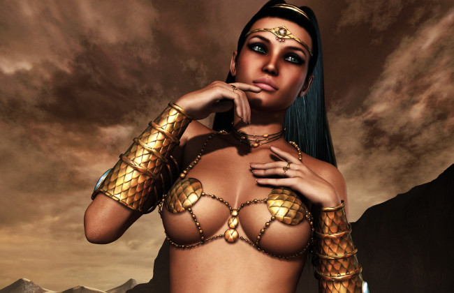 Обои картинки фото 3д графика, амазонки , amazon, фон, взгляд, девушка