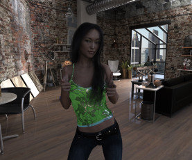 Картинка 3д+графика люди+ people девушка взгляд фон