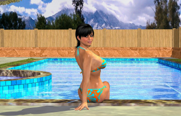 Картинка 3д+графика люди+ people девушка фон взгляд бассейн