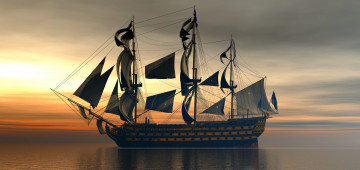 Картинка 3д+графика моделирование+ modeling парусник