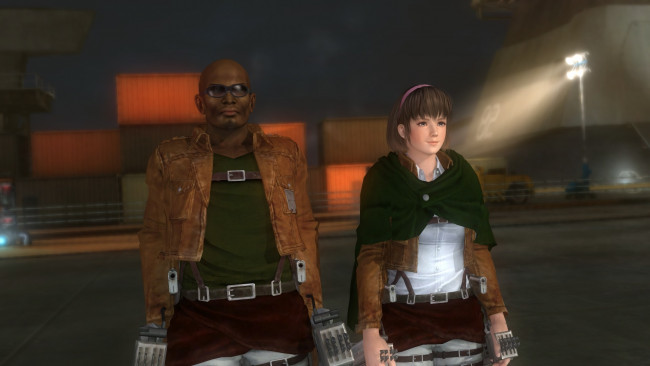 Обои картинки фото hitomi and zack, 3д графика, аниме , anime, фон, поза, девушка, взгляд