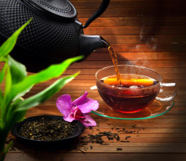 Картинка еда напитки +Чай струя пар заварка чашка чай чайник