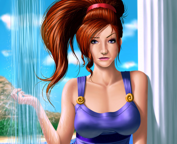 Обои картинки фото рисованное, люди, девушка, взгляд, фон