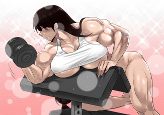 Картинка аниме unknown +другое+ девушка фон гантеля