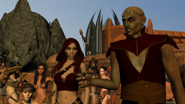 обоя 3д графика, фантазия , fantasy, фон, взгляд, девушки