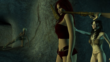 обоя 3д графика, фантазия , fantasy, взгляд, девушки, фон