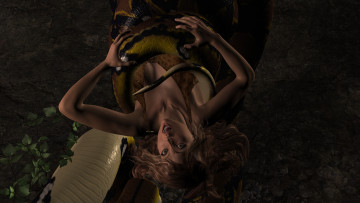 Картинка 3д+графика фантазия+ fantasy змея фон взгляд девушка