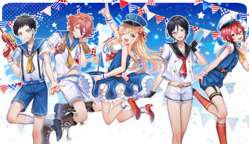 Картинка аниме touken+ranbu девушки фон взгляд