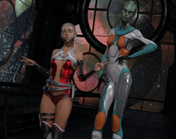 Обои картинки фото 3д графика, фантазия , fantasy, взгляд, девушки, фон