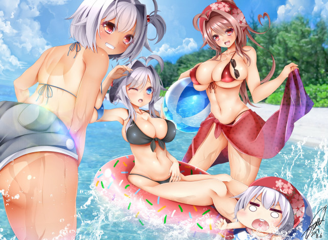 Обои картинки фото аниме, unknown,  другое , фон, девушки, взгляд