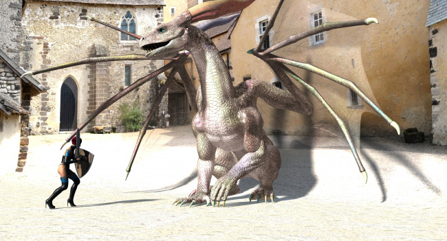 Обои картинки фото 3д графика, фантазия , fantasy, девушка, дракон, фон, взгляд