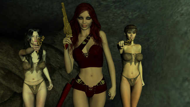 Обои картинки фото 3д графика, фантазия , fantasy, грудь, фон, взгляд, девушки