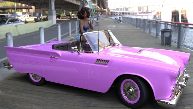 Обои картинки фото 3д графика, люди-авто, мото , people- car ,  moto, автомобиль, фон, взгляд, девушка