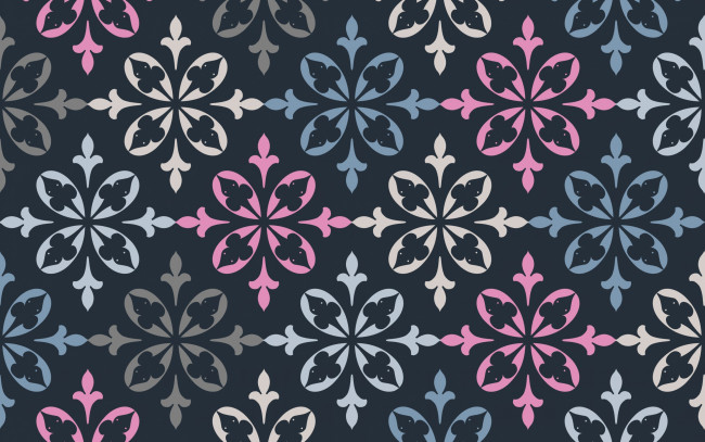 Обои картинки фото векторная графика, графика , graphics, синий, фон, узор, текстура, орнамент, цветы, ретро