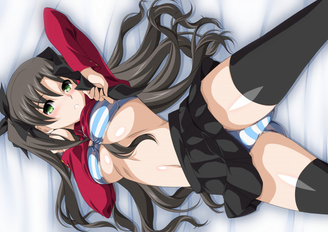 Обои картинки фото аниме, fate, stay night, девушка, взгляд, фон