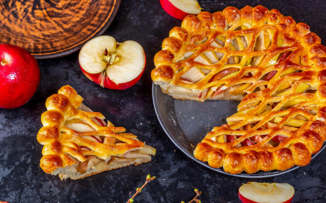 Обои картинки фото еда, пироги, яблоки, пирог, яблочный