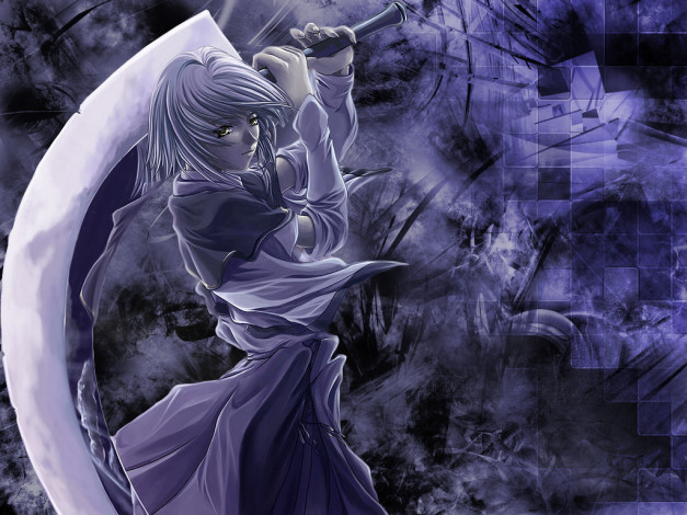 Обои картинки фото аниме, weapon, blood, technology