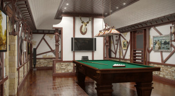 Картинка интерьер бильярдная биллиард кий