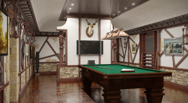 Обои картинки фото интерьер, бильярдная, биллиард, кий