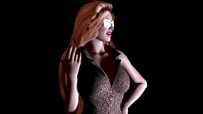 Обои картинки фото 3д, графика, people, люди, очки, взгляд, рыжая