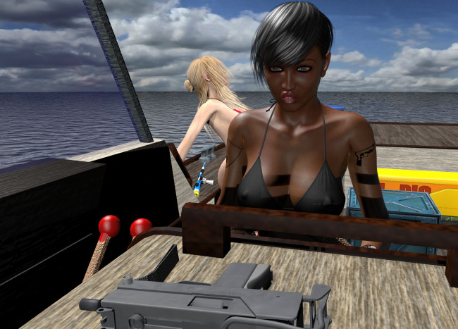 Обои картинки фото 3д, графика, people, люди, море, облака, яхта