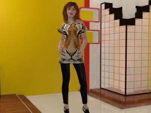 Картинка 3д+графика люди+ people взгляд девушка комната