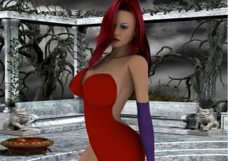 Картинка 3д+графика люди+ people девушка взгляд рыжая