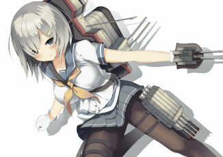 Картинка аниме kantai+collection белый фон оружие девушка