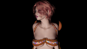 Картинка 3д+графика люди+ people рыжая фон взгляд девушка