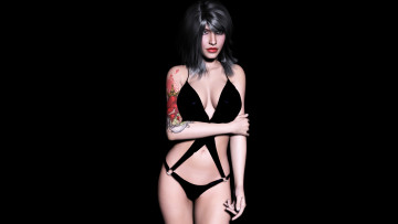 обоя mona, 3д графика, люди , people, взгляд, девушка, фон