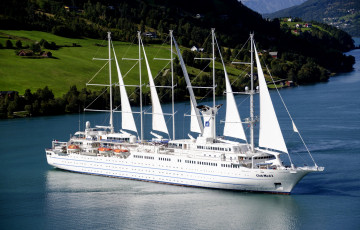 Картинка корабли парусники деревья река парусник путешествие