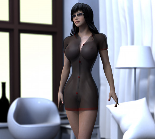 Обои картинки фото 3д графика, люди , people, комната, взгляд, девушка