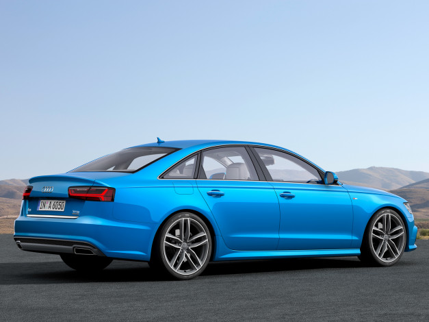 Обои картинки фото автомобили, audi, a6, 3-0t, quattro, s-line, sedan, 4g-c7, 2014г, синий