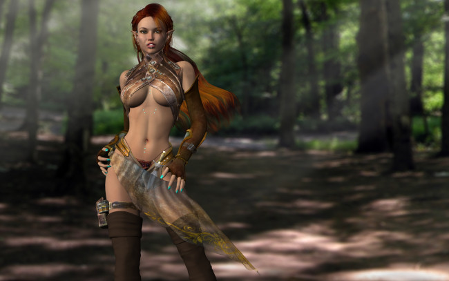 Обои картинки фото 3д графика, эльфы , elves, взгляд, эльфийка