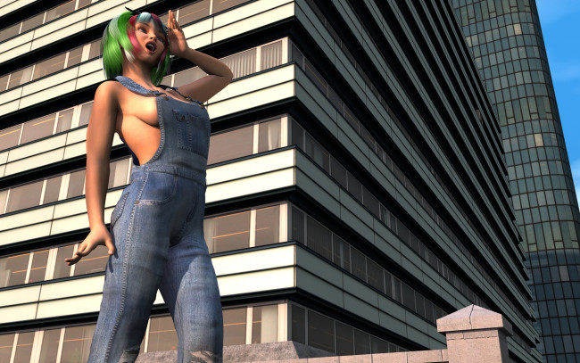 Обои картинки фото 3д графика, люди , people, взгляд, девушка, дома